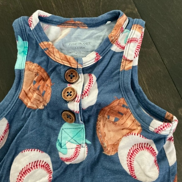 Posh Peanut Blue and Brown Baseball Pajama Set - Picture 2 of 3